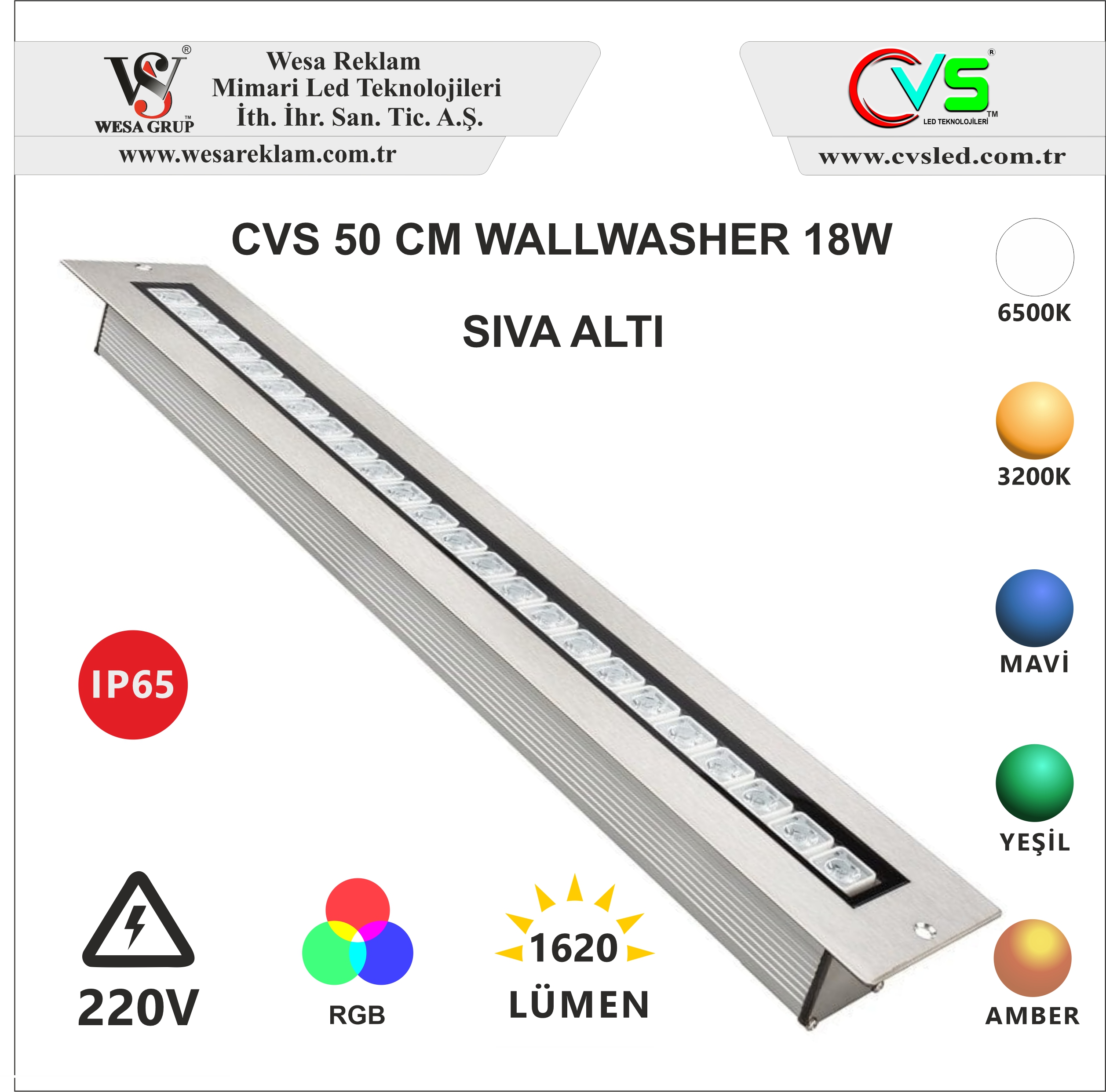 50cm 18w CVS Sıva altı